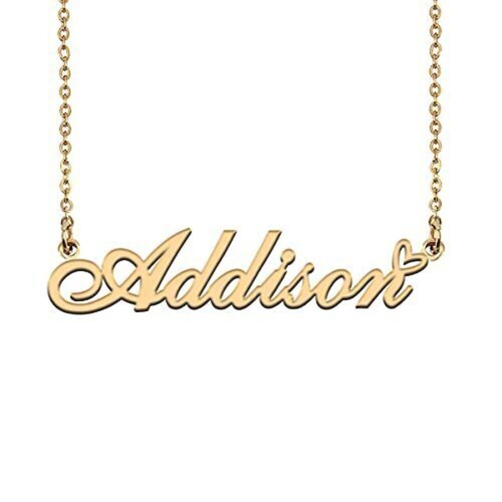 9338 18K Gold Plated Name Necklace Addison Necklace Heart Pendant Jewelry